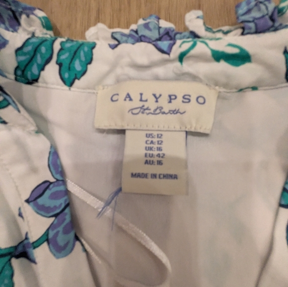 Calypso St Barth Floral Button Up Mini Dress Size 12 - Picture 6 of 8